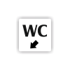 Cedule wc šipka v levo dolů | Piktogram (čtverec)