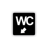 Cedule wc šipka v levo dolů | Piktogram (čtverec)