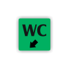 Cedule wc šipka v levo dolů | Piktogram (čtverec)