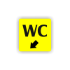 Cedule wc šipka v levo dolů | Piktogram (čtverec)