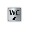 Cedule wc šipka v levo dolů | Piktogram (čtverec)