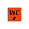 Cedule wc šipka v levo dolů | Piktogram (čtverec)