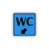 Cedule wc šipka v levo dolů | Piktogram (čtverec)