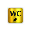 Cedule wc šipka v levo dolů | Piktogram (čtverec)