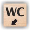 Cedule wc šipka v levo dolů – plast (piktogram)