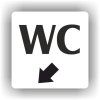 Cedule wc šipka v levo dolů – plast (piktogram)