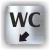 Cedule wc šipka v levo dolů – plast (piktogram)