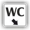 Cedule wc šipka v pravo dolů – plast (piktogram)