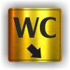Cedule wc šipka v pravo dolů – plast (piktogram)