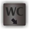 Cedule wc šipka v pravo dolů – plast (piktogram)
