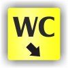 Cedule wc šipka v pravo dolů – plast (piktogram)