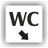 Cedule wc šipka v pravo dolů – plast (piktogram)
