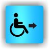 Piktogram - VOZÍČKÁŘI- INVALIDA ŠIPKA V PRAVO