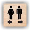 Cedule ženy do leva muži do prava – plast (piktogram)