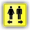 Cedule ženy do leva muži do prava – plast (piktogram)