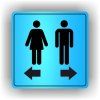 Cedule ženy do leva muži do prava – plast (piktogram)