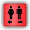 Cedule ženy do leva muži do prava – plast (piktogram)