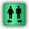 Cedule ženy do leva muži do prava – plast (piktogram)