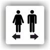 Cedule ženy do leva muži do prava – plast (piktogram)