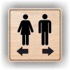 Cedule ženy do leva muži do prava – plast (piktogram)