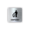 Cedule odpadky postava s košem nápis | Piktogram (čtverec)