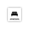 Cedule apartmán postel | Piktogram (čtverec)