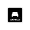 Cedule apartmán postel | Piktogram (čtverec)