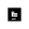 Cedule bufet hamburger pití a hranolky | Piktogram (čtverec)