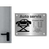 Cedule otevírací doba – AUTOSERVIS – A (Materiál Kov, Plast (dekór) NEREZ Broušená, Velikost A3 (30x42cm))