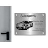 Cedule otevírací doba – AUTOSERVIS – B (Materiál Kov, Plast (dekór) NEREZ Broušená, Velikost A3 (30x42cm))