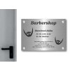 Cedule otevírací doba – BARBER SHOP – B (Materiál Kov, Plast (dekór) NEREZ Broušená, Velikost A3 (30x42cm))