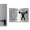 Cedule otevírací doba – FITNESS – A (Materiál Kov, Plast (dekór) NEREZ Broušená, Velikost A3 (30x42cm))