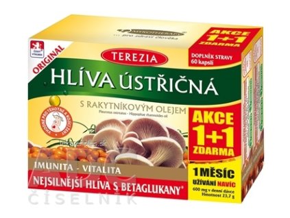 TEREZIA HLIVA USTRICOVITÁ S RAKYTNÍKOVÝM OLEJOM AKCIA 1+1, cps 60+60 zadarmo (120 ks)