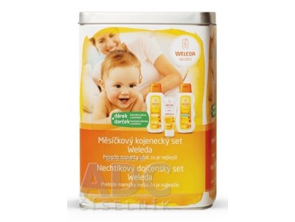 WELEDA Nechtíkový dojčenský SET (kúpeľ 200 ml + olej 200 ml + krém 75 ml + darček - plienka) 1x1 set