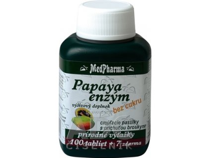 MedPharma PAPAYA ENZÝM cmúľacie pastilky 100+7 zadarmo (107 ks)