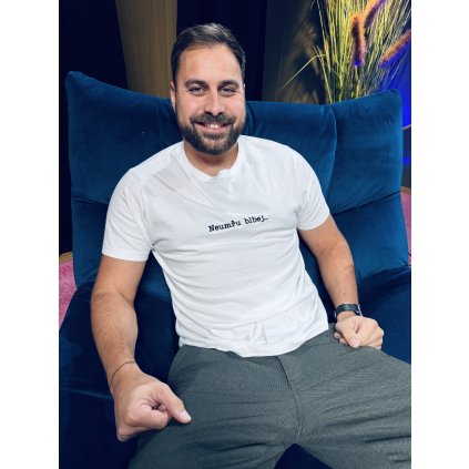 Pánské triko "Neumřu blbej" BÍLÁ