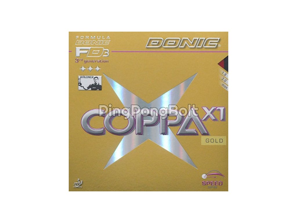 Borítás Donic Coppa X1 Gold (Borítás szín fekete / BLACK, Szivacs vastagság max)