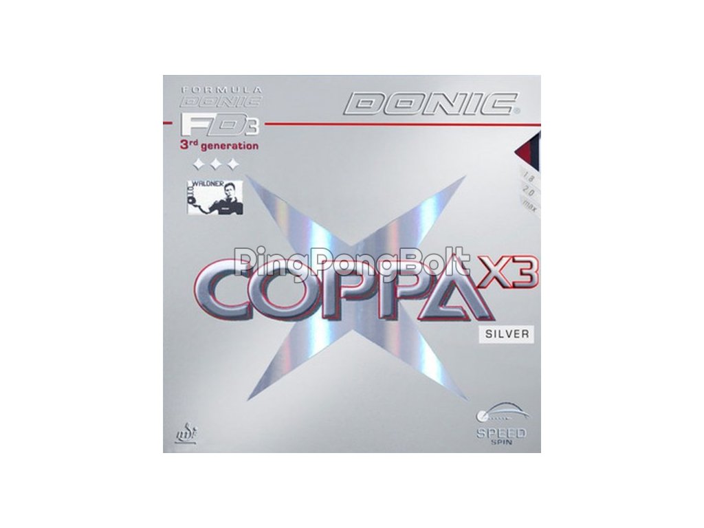 Borítás Donic Coppa X3 Silver (Borítás szín fekete / BLACK, Szivacs vastagság max)