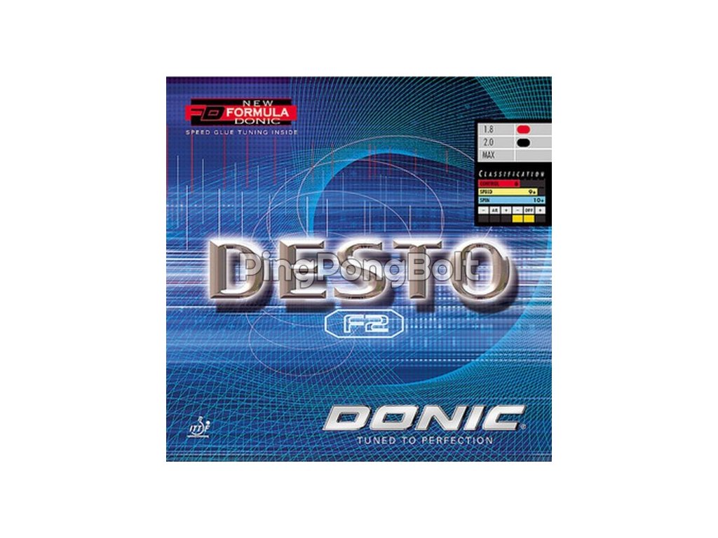 Borítás Donic Desto F2 (Borítás szín fekete / BLACK, Szivacs vastagság max)