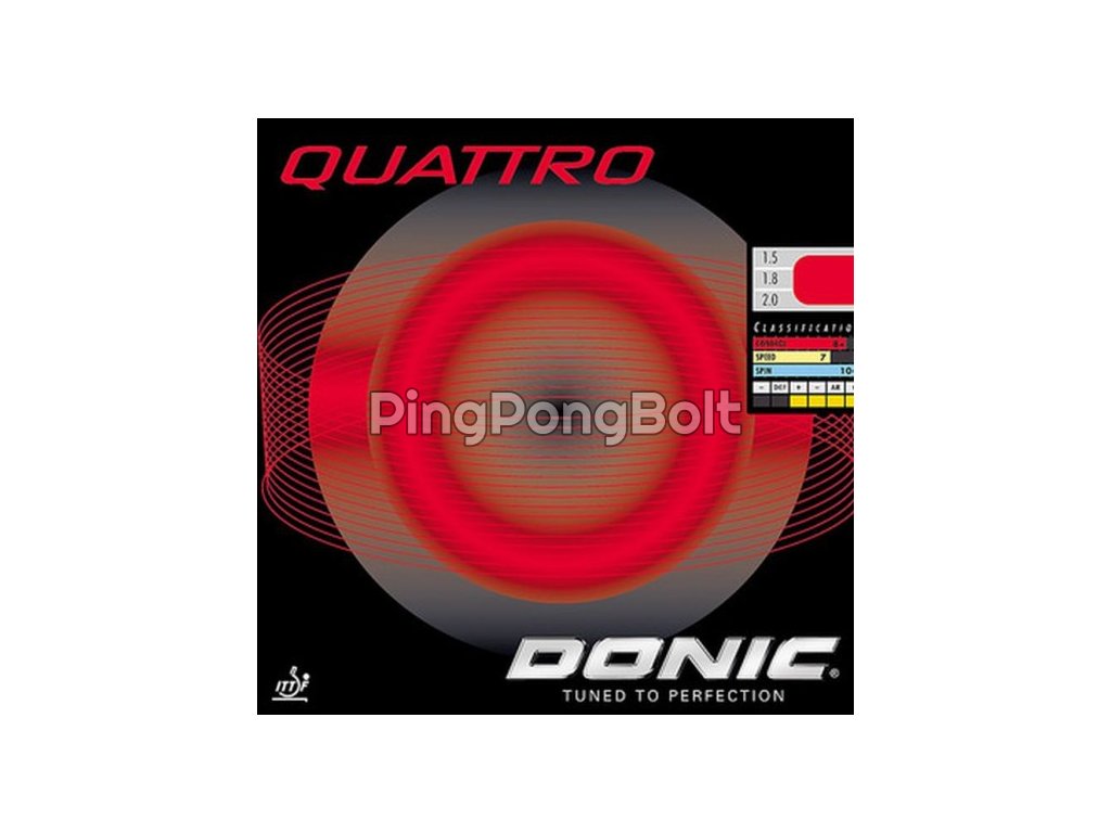 Borítás Donic Quattro (Borítás szín fekete / BLACK, Szivacs vastagság 2,0 mm)