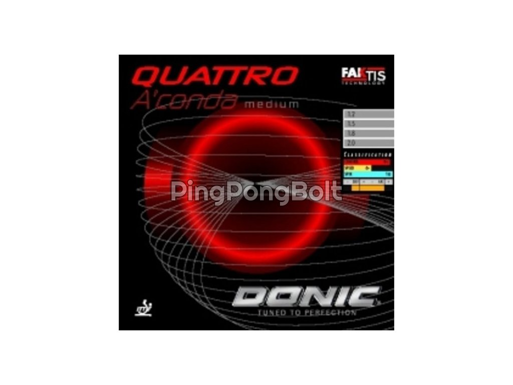 Borítás Donic Quattro A´Conda Medium (Borítás szín fekete / BLACK, Szivacs vastagság 2,0 mm)