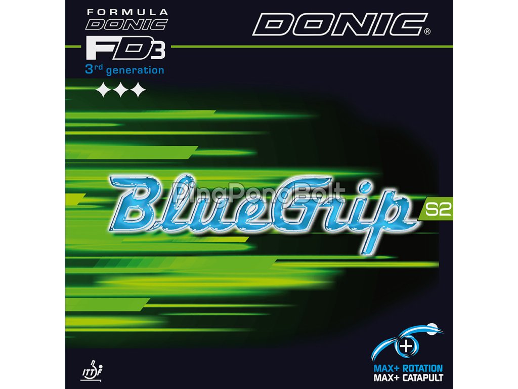 Borítás Donic BlueGrip S2 (Borítás szín fekete / BLACK, Szivacs vastagság max)
