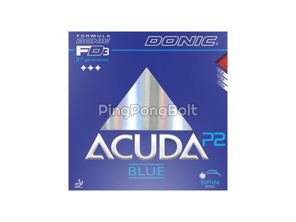 Borítás Donic Acuda Blue P2 (Borítás szín fekete / BLACK, Szivacs vastagság max)