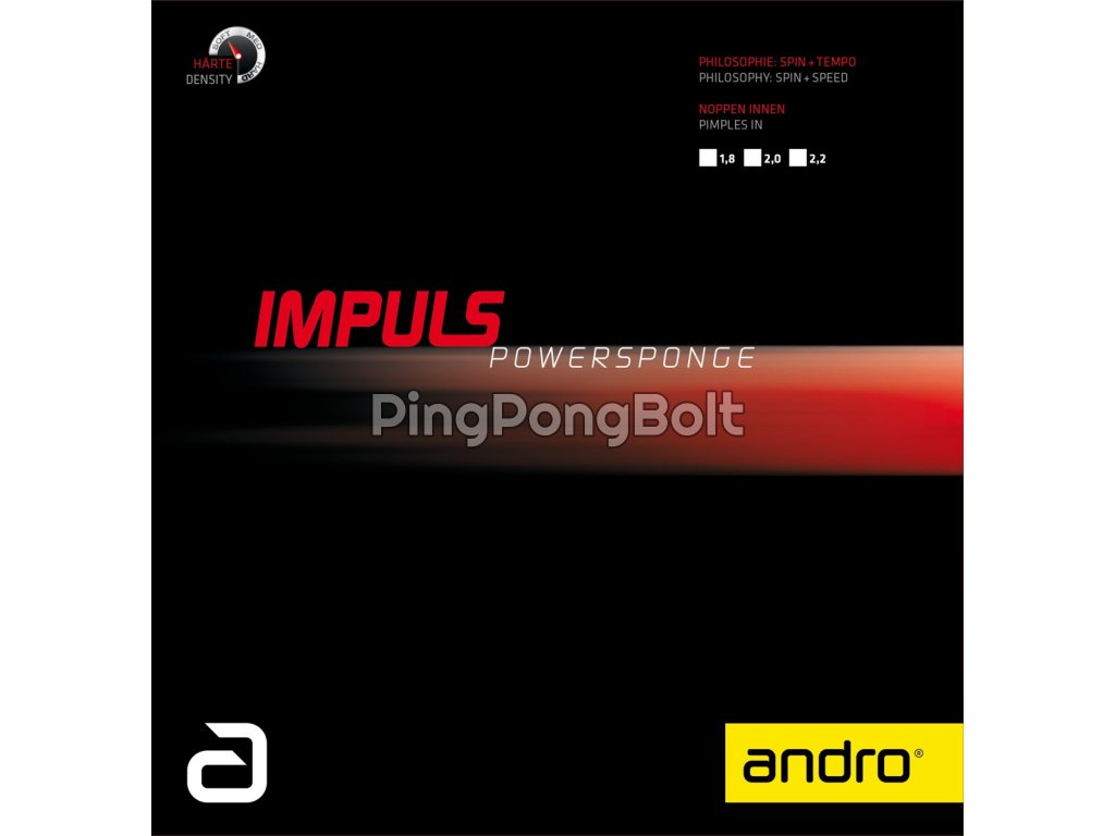 Borítás Andro Impuls Powersponge (Borítás szín piros / RED, Szivacs vastagság 2,2 mm)