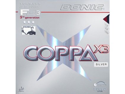 Borítás Donic Coppa X3 Silver (Borítás szín fekete / BLACK, Szivacs vastagság max)