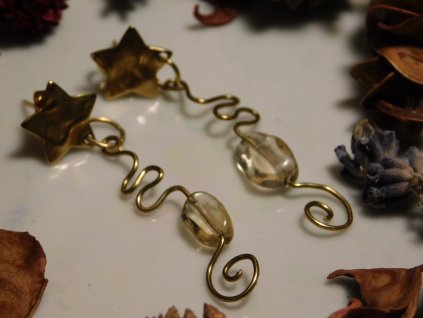 LYRA Fülbevaló  – Sárga réz lógós fülbevaló