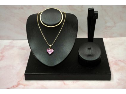 Pink Amour nyaklánc  arany nyaklánc | rózsaszín szív medállal, romantikus női ékszer