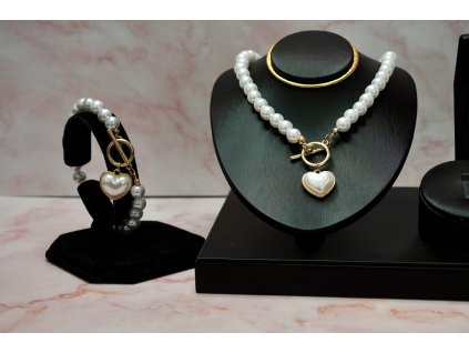 Pure Heart ékszer szett  női gyöngy ékszerszett | elegáns arany szív medállal