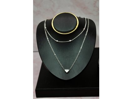 Double Grace nyaklánc  női nyaklánc | kétsoros ezüst, szív medállal és apró gyöngy díszítéssel