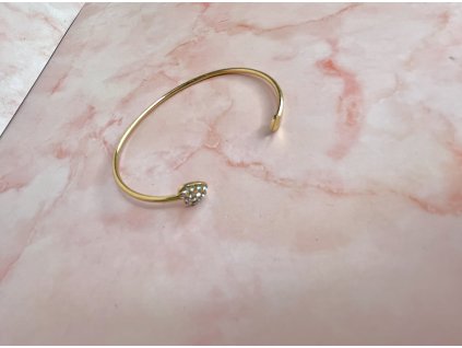 Golden Leaf Grace karkötő  arany színű női karkötő | cirkónia köves levél véggel